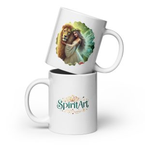 White glossy mug - the fairy and the lion